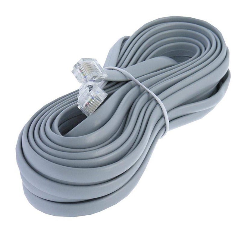 Corporate Computer 14ft Heavy Duty RJ12 Silver Satin 6 Conductor 6P/6C Reverse Wired Telephone Line Cord by Corpco
